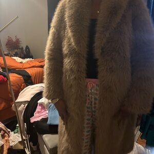 Cozy Faux Fur Long Brown Coat